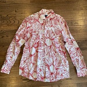 Zara man summer floral print shirt red cream large